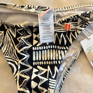 Billabong Black and White Patterned Tribal Print Bikini Bottom